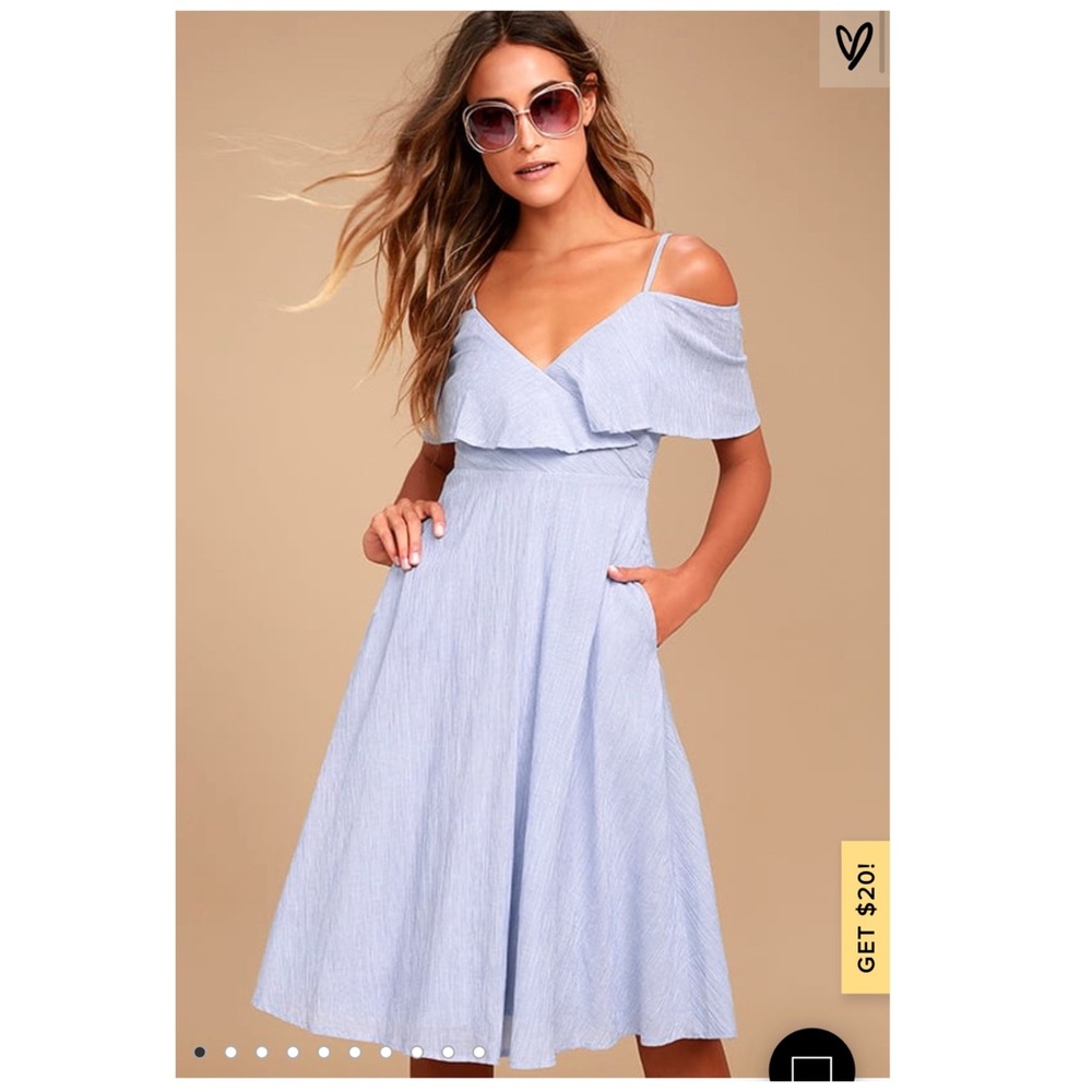 Lulu’s Yacht Rock Off-the-Shoulder Dress